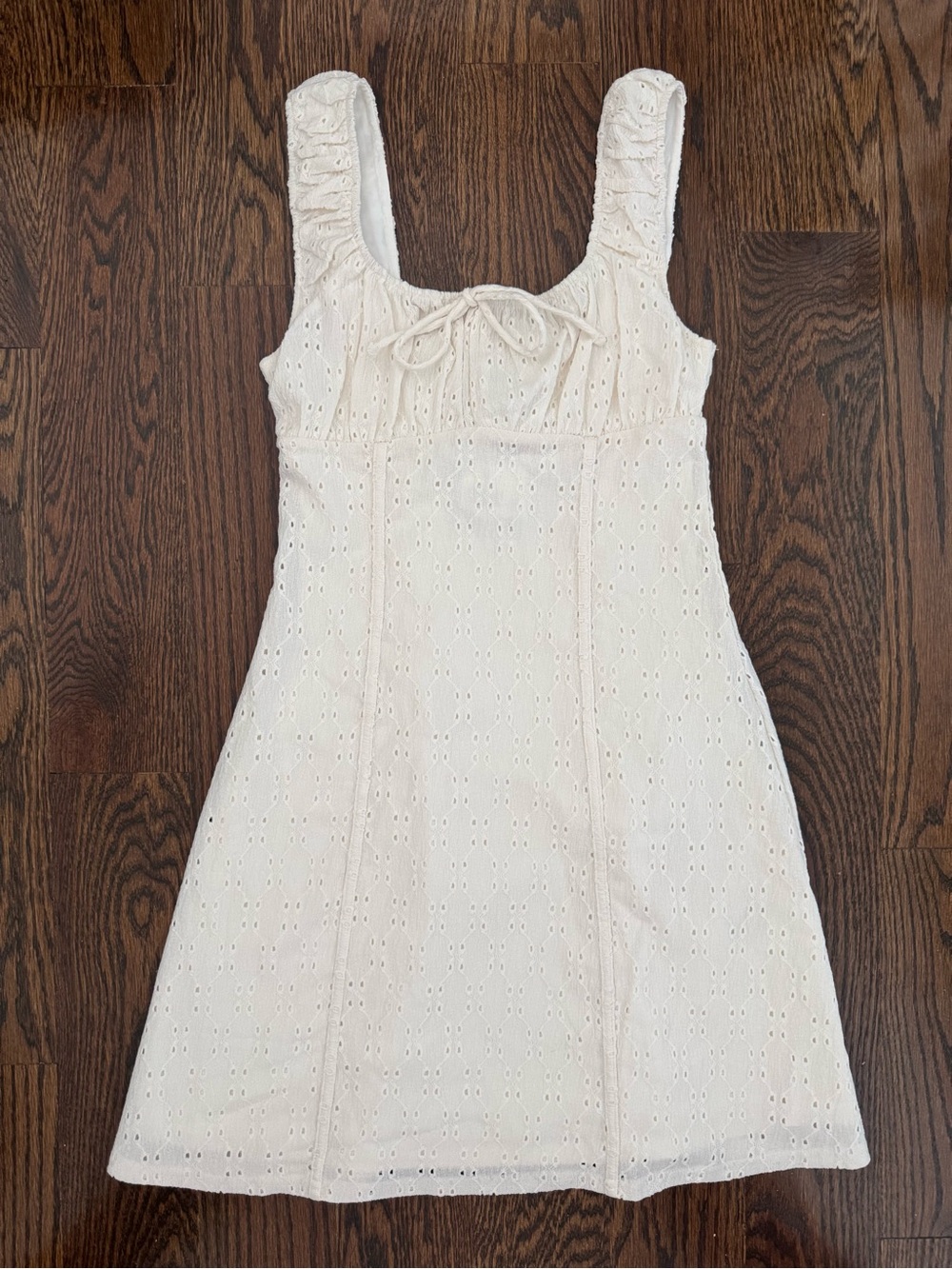 NWT H&M Corset Style Summer Vacation Beach Mini Dress Cream White Women XS - Picture 6 of 16